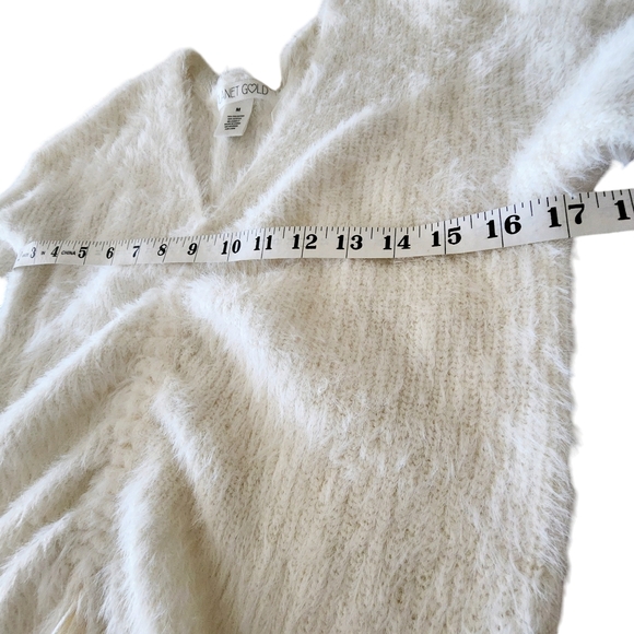 Planet Gold Cream V-neck Eyelash Knit Drawstring Ruched Sweater Juniors Size M - Picture 5 of 8